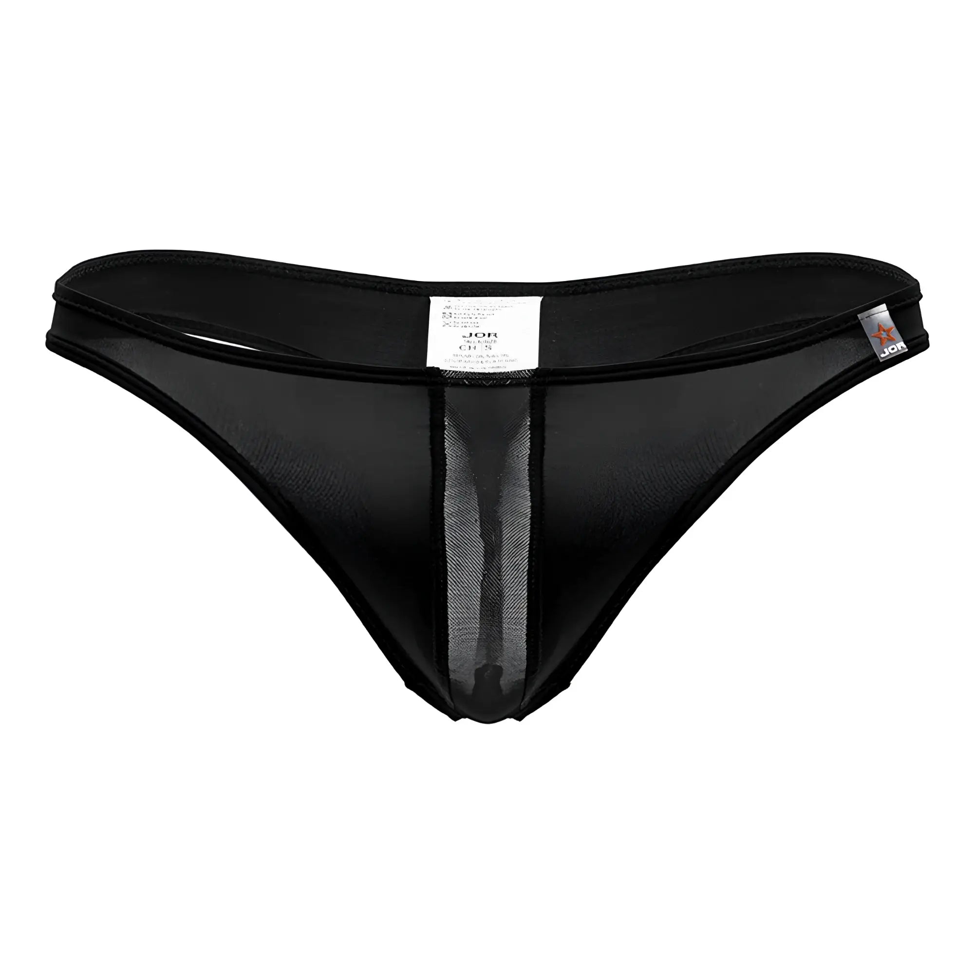 Black jor 2151 apolo thong with sheer mesh panel down the center made of soft breathable fabric