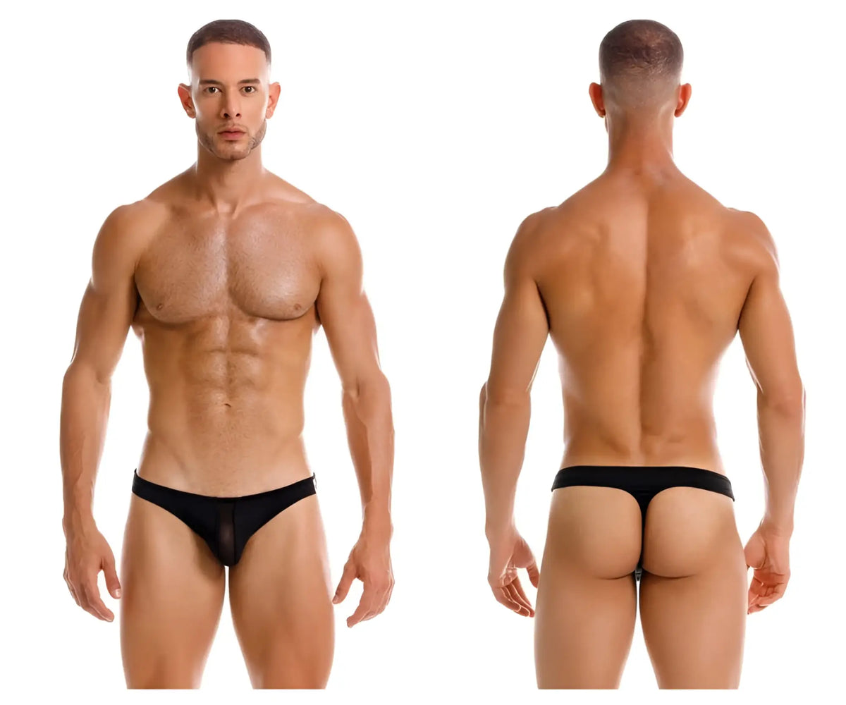 Black sheer mesh briefs with solid black waistband from JOR 2151 Apolo thongs collection shown from back side