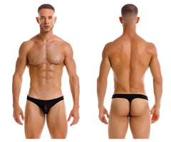 Black sheer mesh briefs with solid black waistband from JOR 2151 Apolo thongs collection shown from back side
