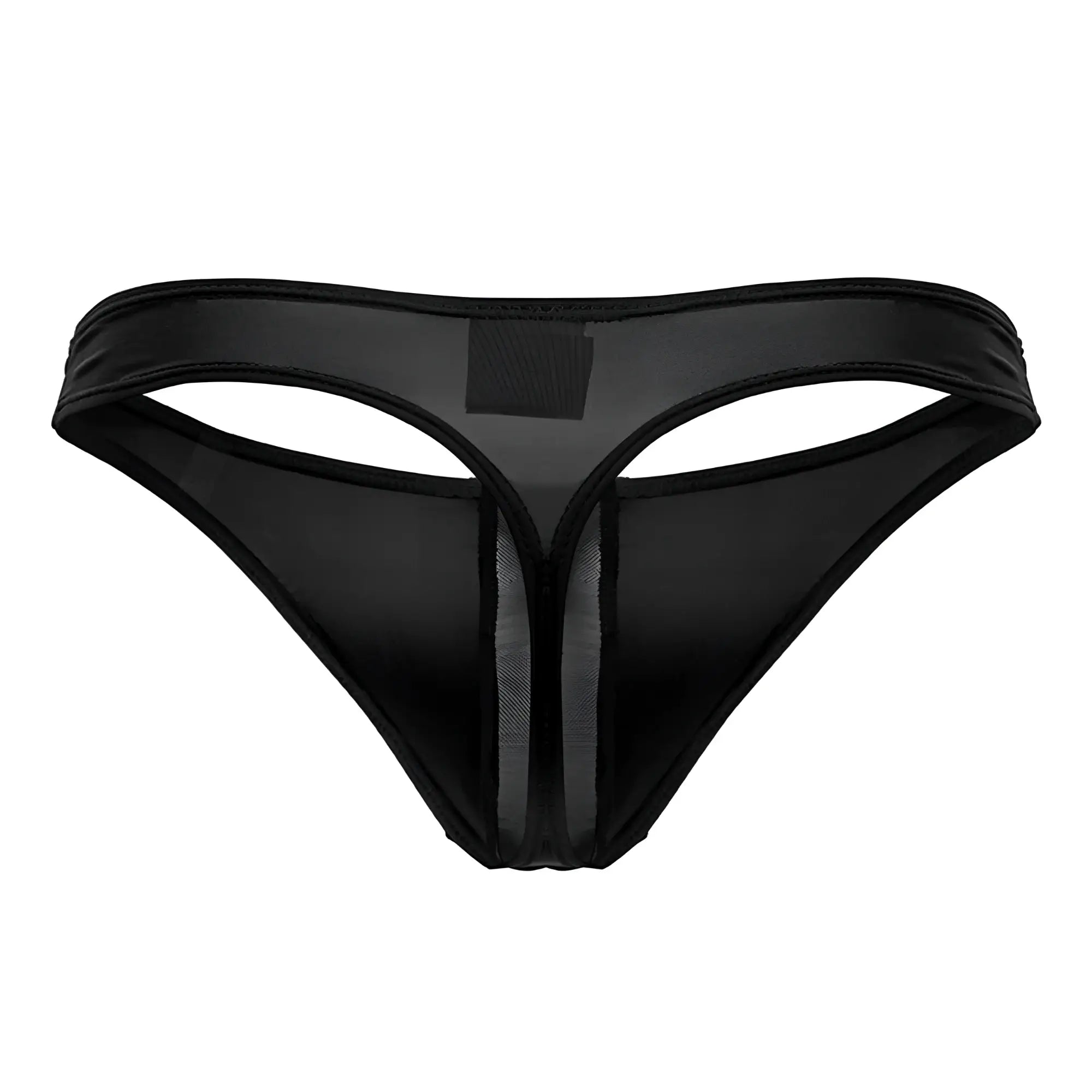Black sheer mesh thong jor 2151 apolo with solid black waistband and center panel shown from the back side