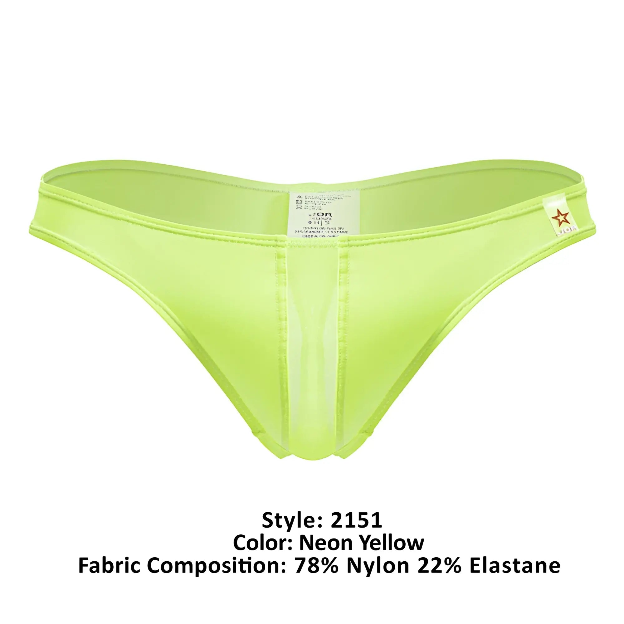 Neon yellow JOR 2151 Apolo thong bikini bottom made of 78 nylon 22 elastane with sleek form fitting design back view