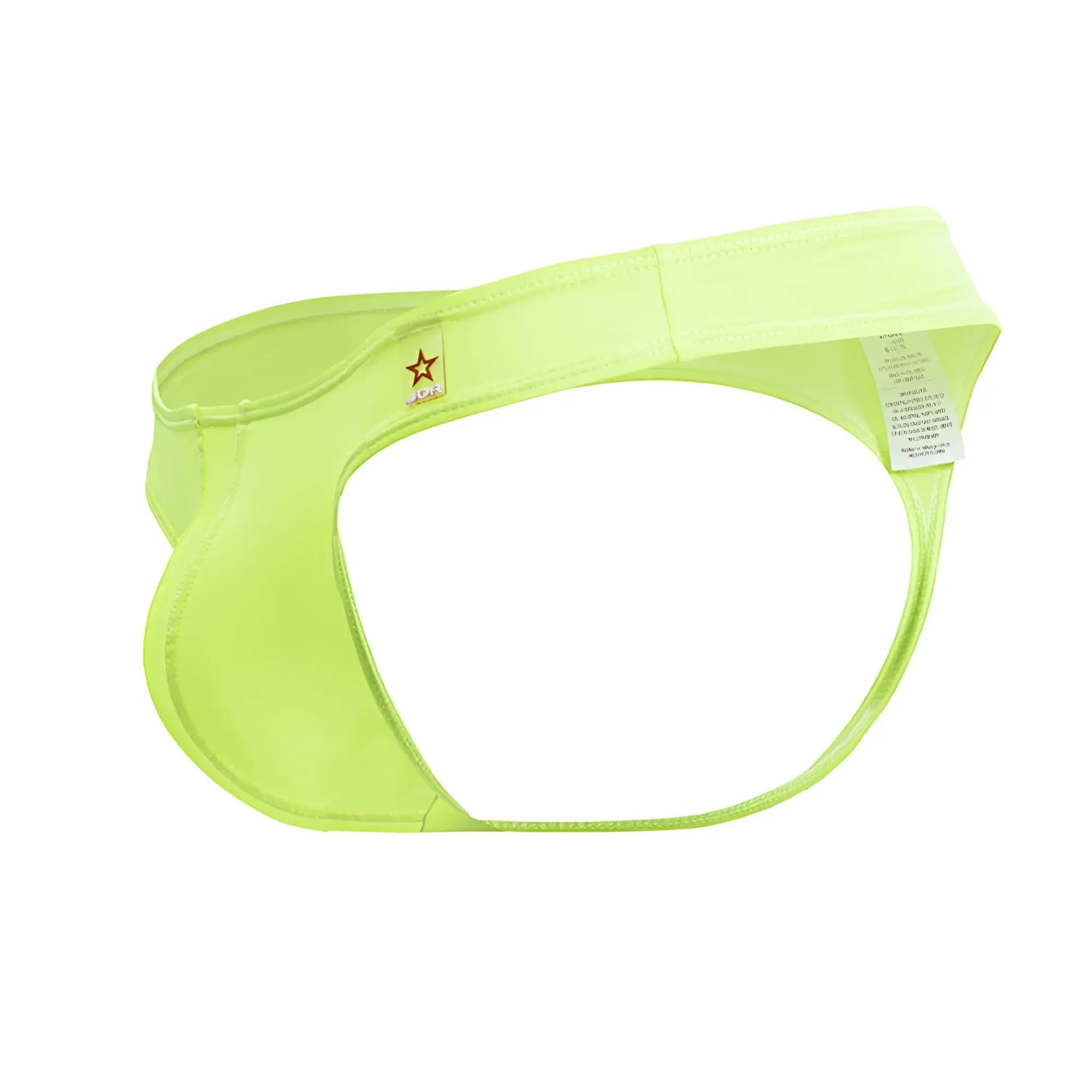 Bright lime green jor 2151 apolo thongs neon yellow men’s briefs with smooth elastic fabric and star logo waistband