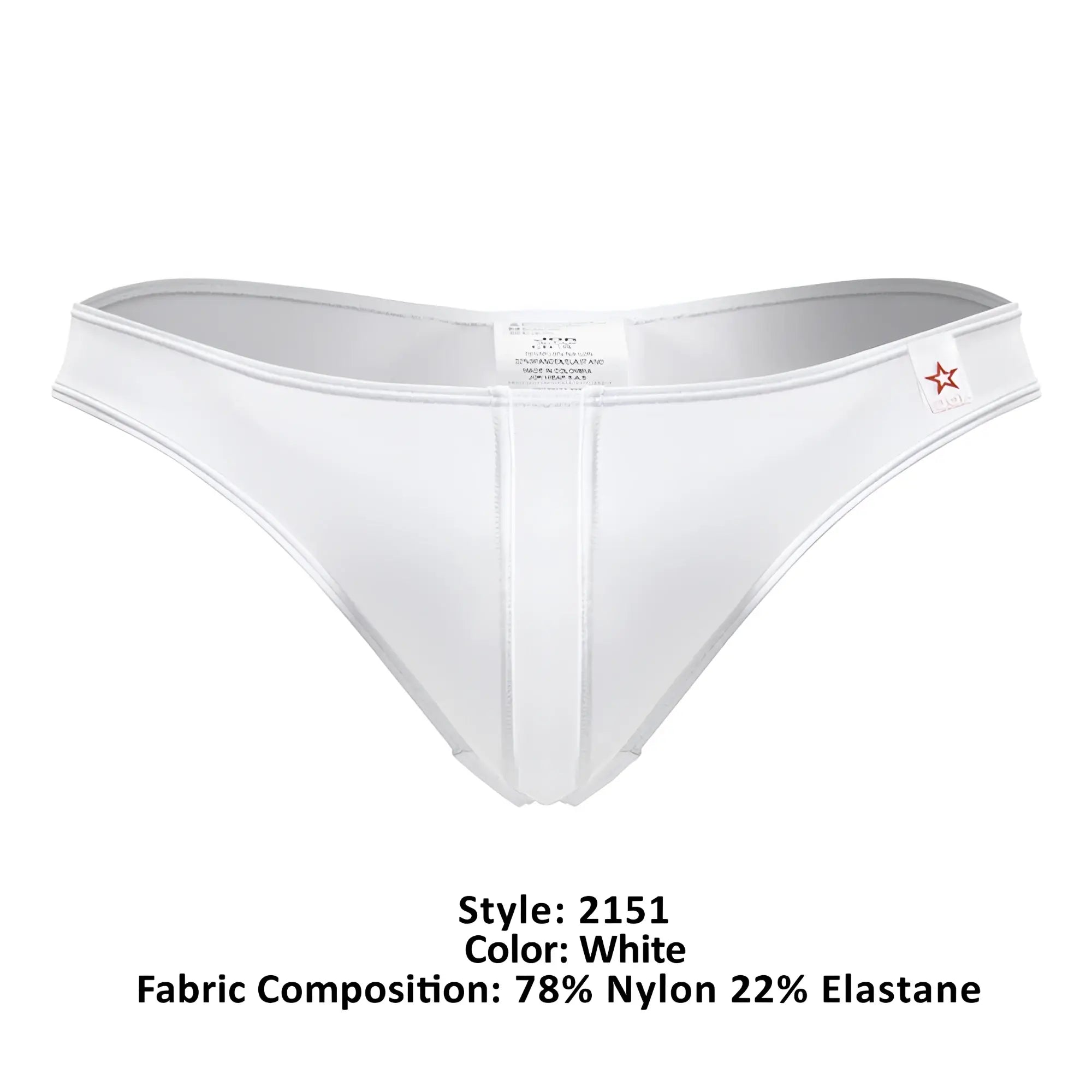Jor 2151 apolo thongs white mens briefs made of 78% nylon 22% elastane with sleek design and subtle vertical seams