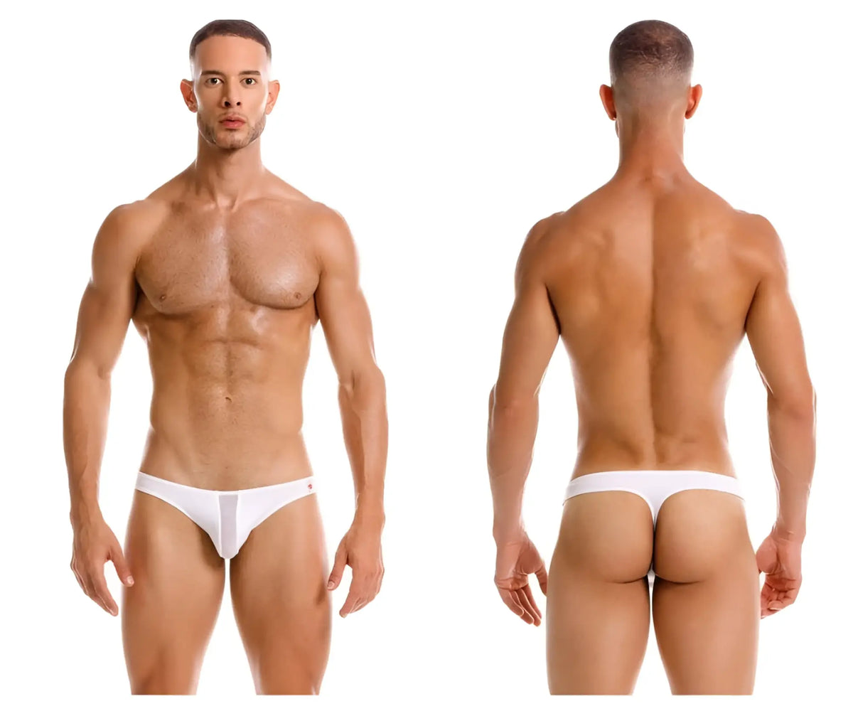 White jor 2151 apolo thong briefs with a small red logo on the left hipband for comfortable everyday wear