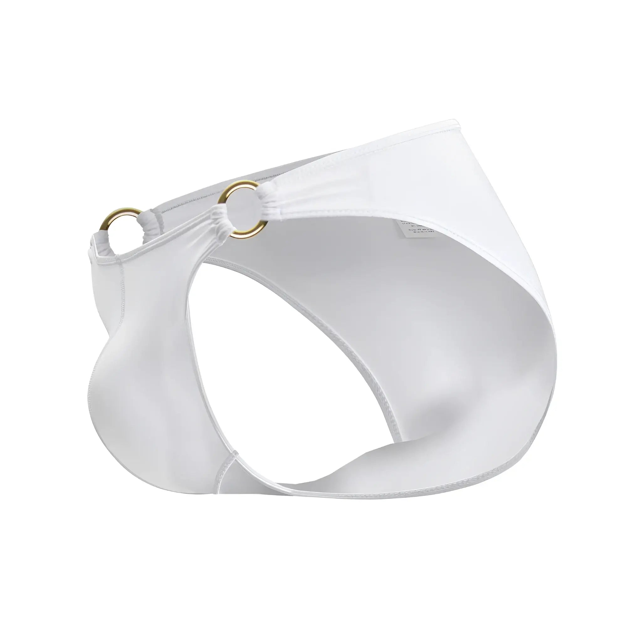 White satin briefs jor 2152 magnus bikini with gold toned metal rings at the sides