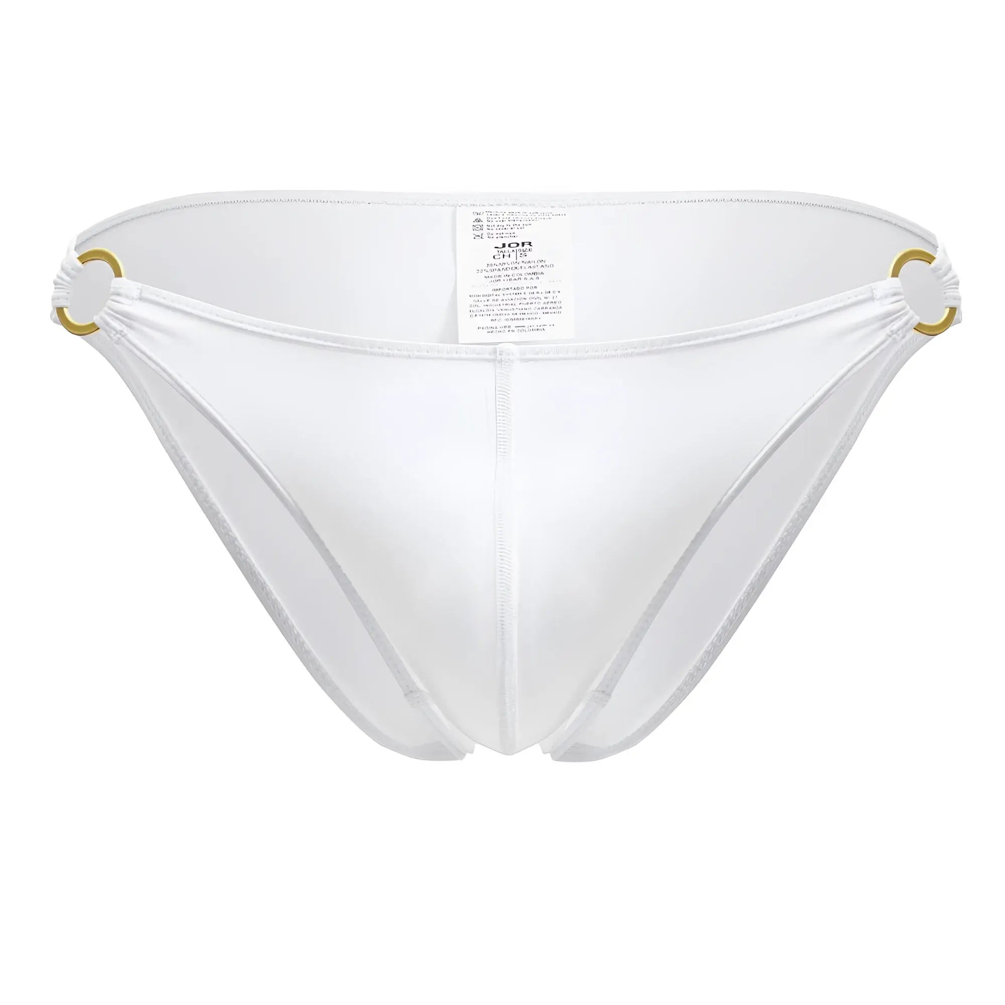 White sheer mesh bikini bottom jor 2152 magnus with gold toned metal rings at the sides