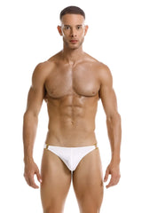 White thong swimsuit jor 2152 magnus bikini with gold-tone metal accents at the sides in white