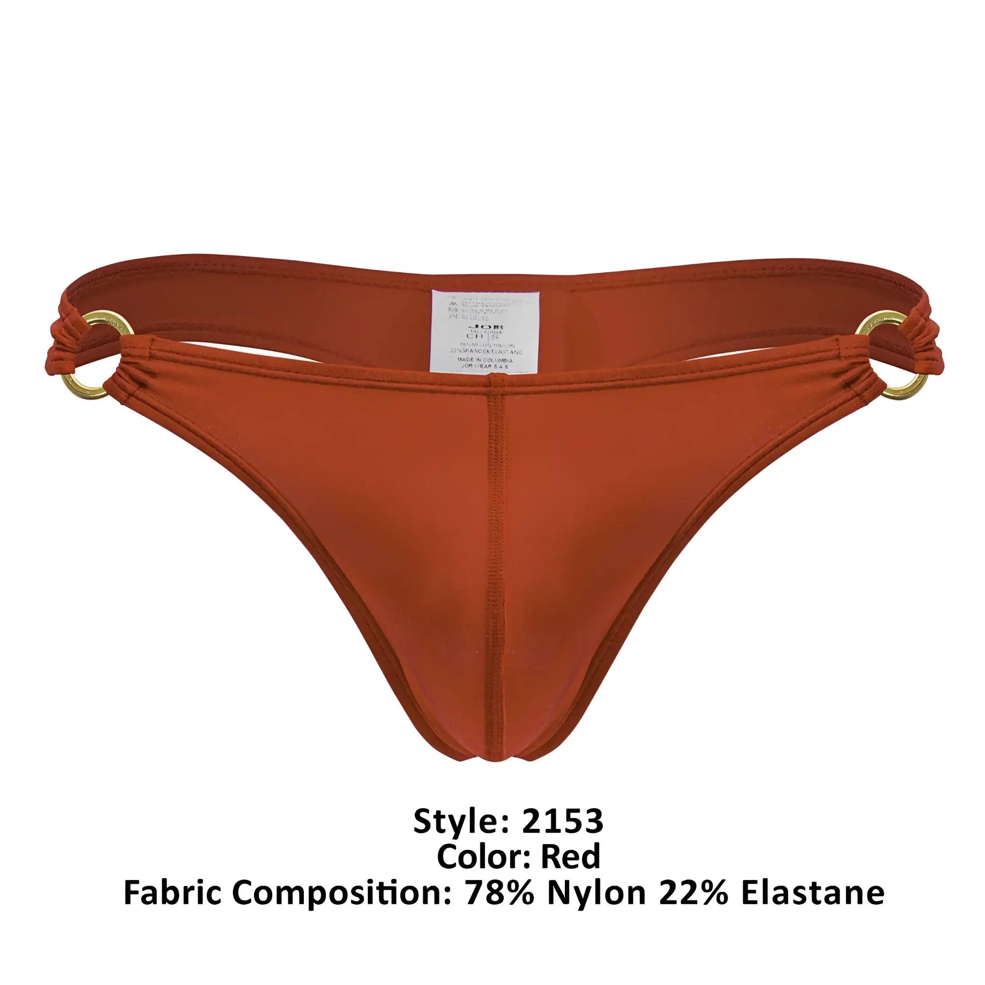 Red thong bikini bottom jor 2153 magnus thongs color red with gold metal rings and 78 nylon 22 elastane material
