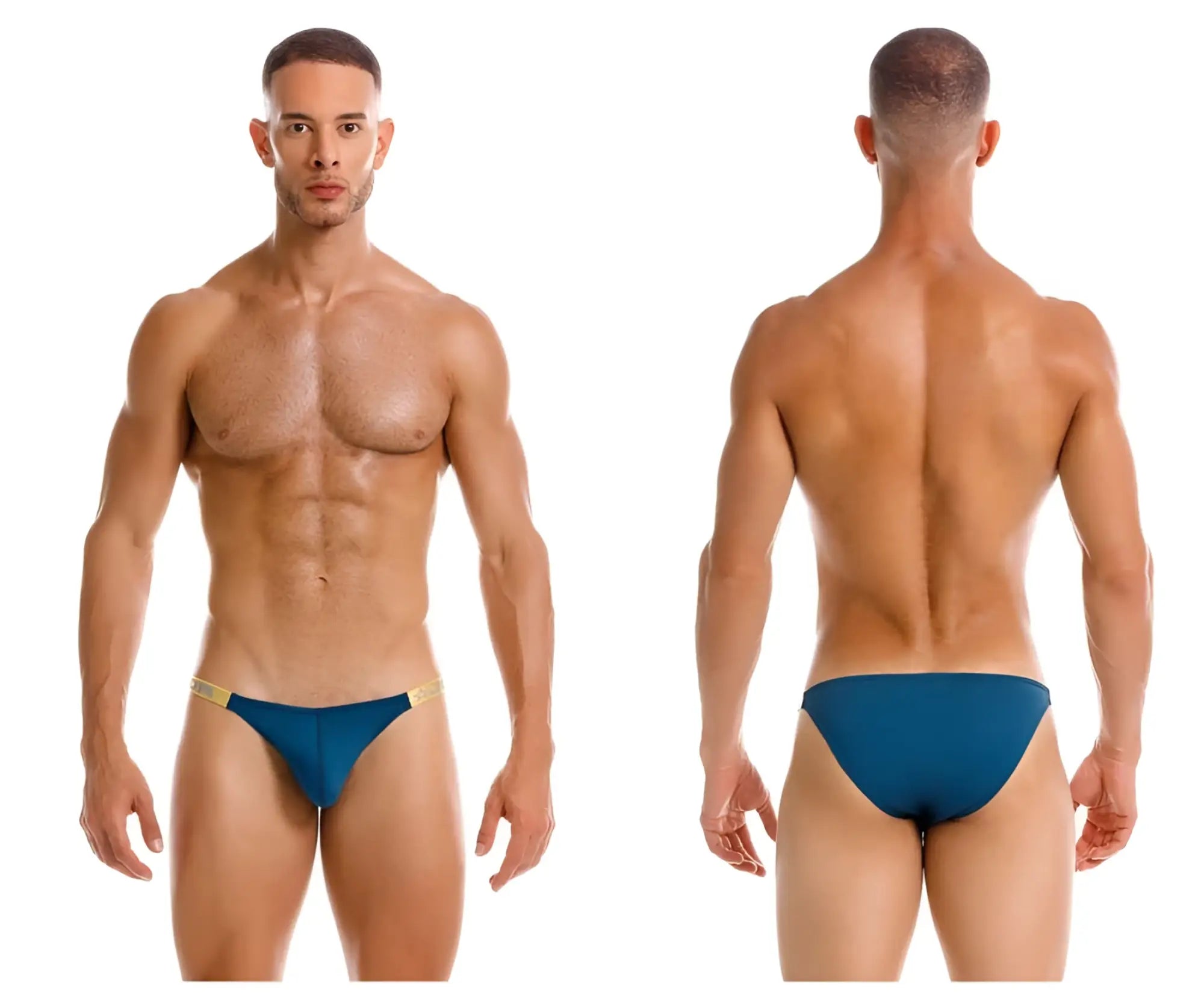 Blue swim trunks with gold trim from jor 2156 eros bikini color petrol perfect for beachwear