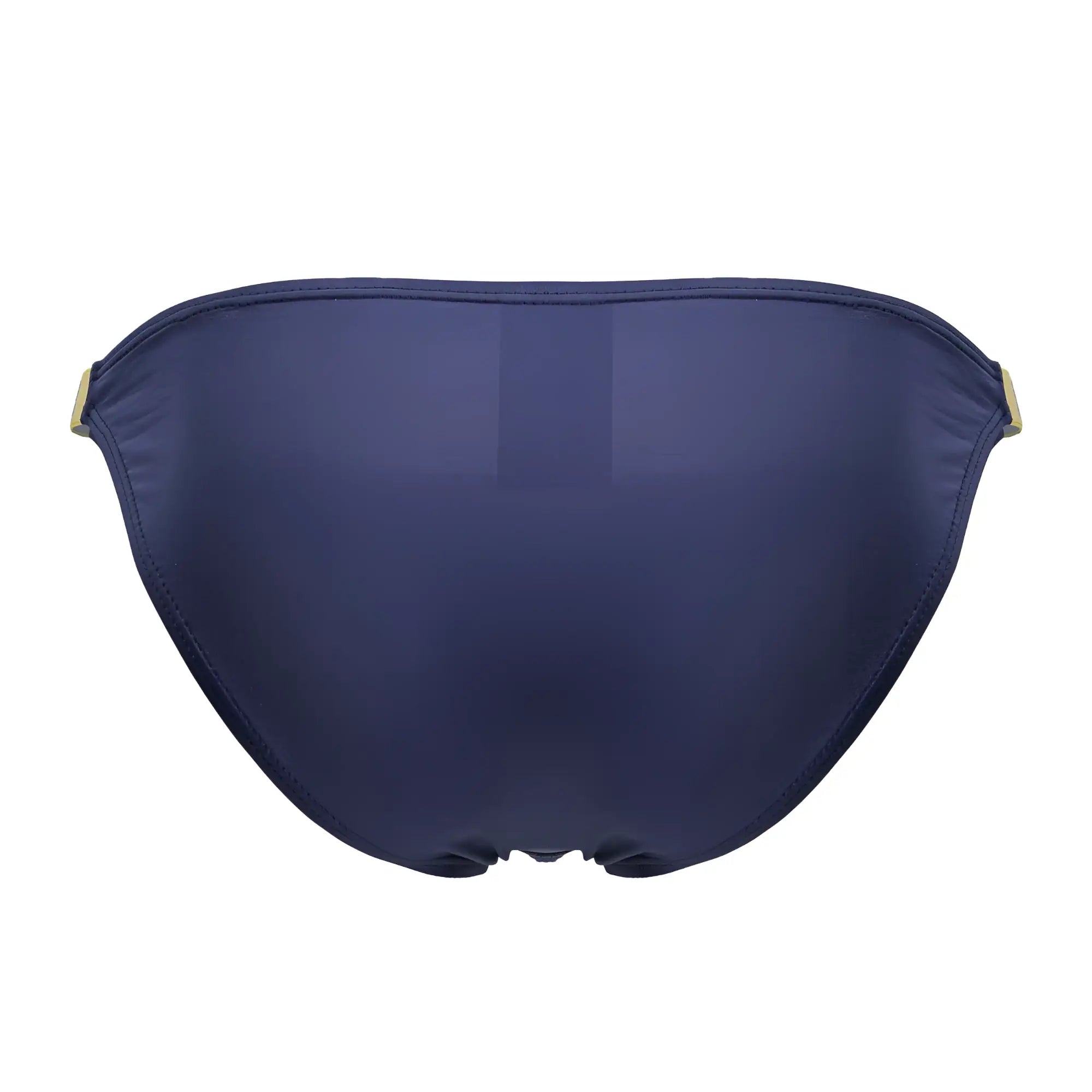 Navy blue eros bikini bottom with gold toned side ties in petrol color for stylish swimwear look