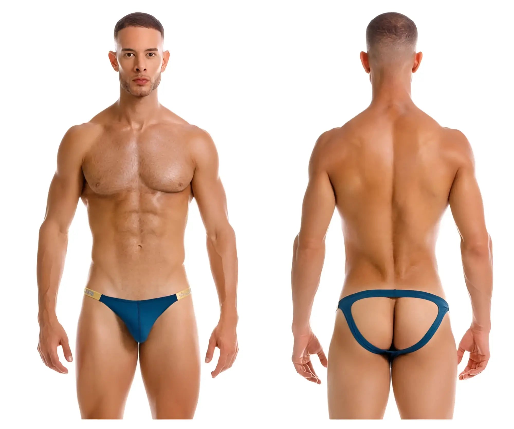Jor 2157 eros jockstrap color petrol blue and yellow athletic briefs with supportive contoured design