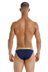 Navy blue JOR 2159 Ares bikini briefs with gold trim waistband made of soft fabric for comfortable wear