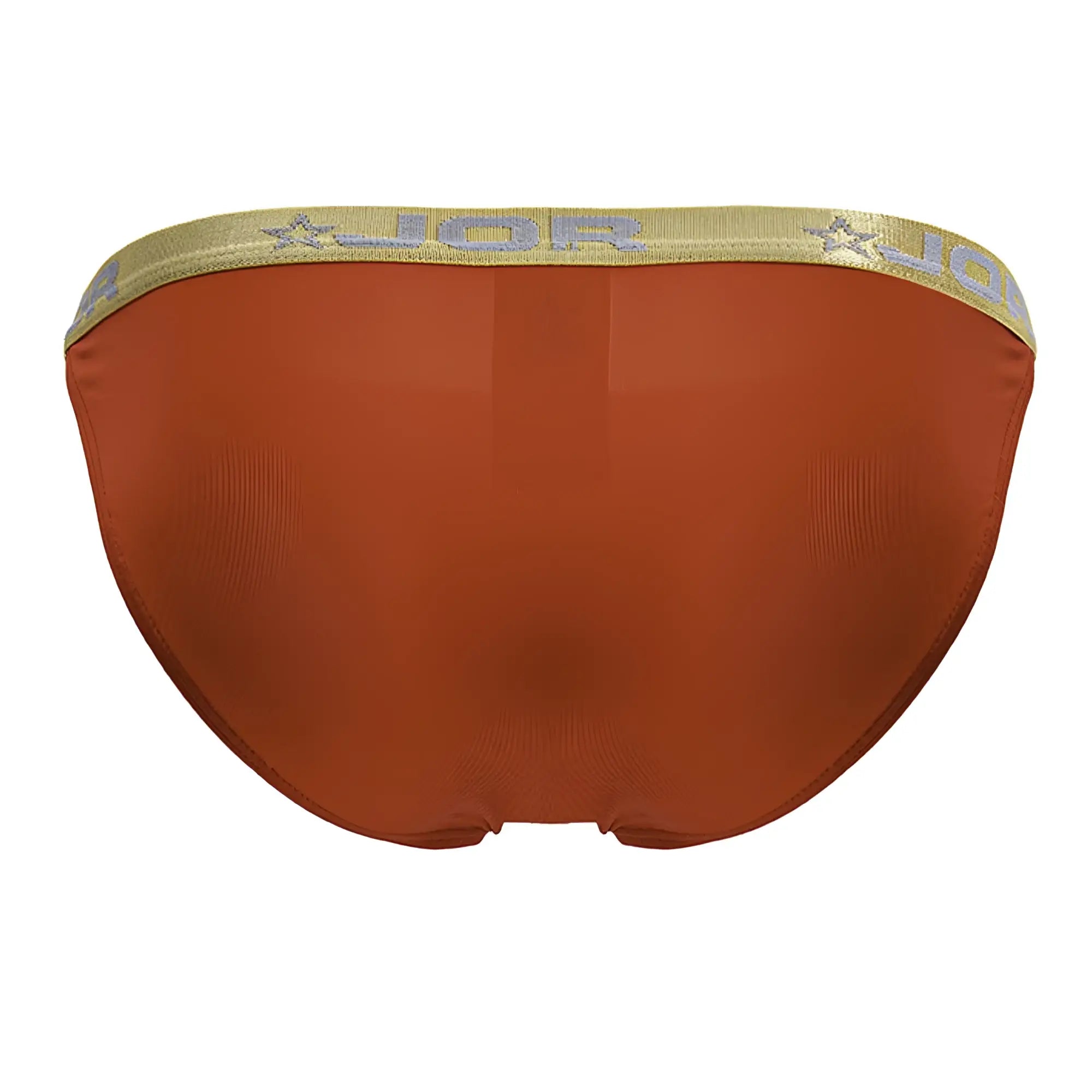 Rust-colored jor 2159 ares bikini with gold elastic waistband branded jor and star motifs in red color