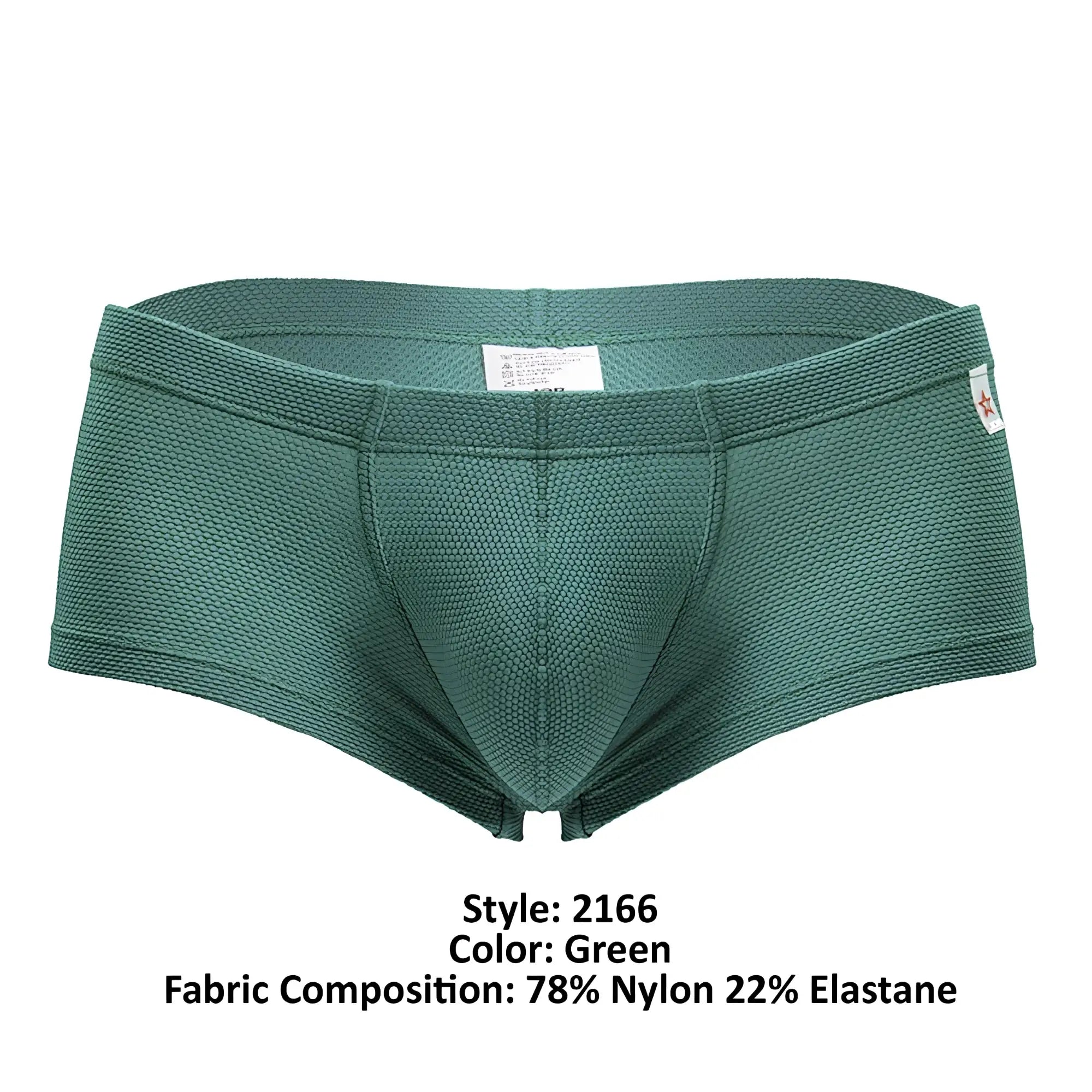 Green jor 2166 nova trunks men’s briefs with textured mesh fabric and elastic waistband