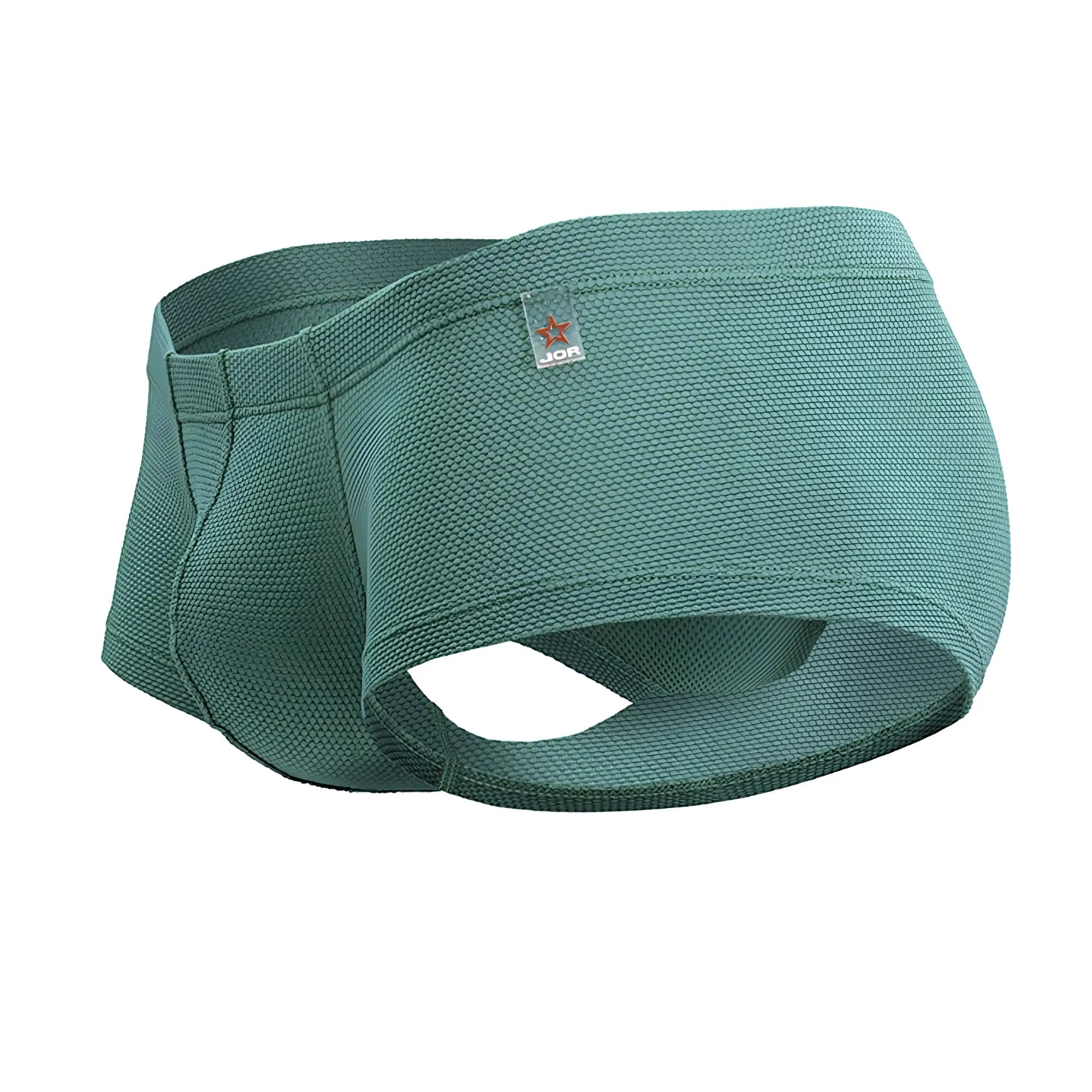 Teal-colored jor 2166 nova trunks briefs made of textured breathable fabric with subtle mesh pattern in green color