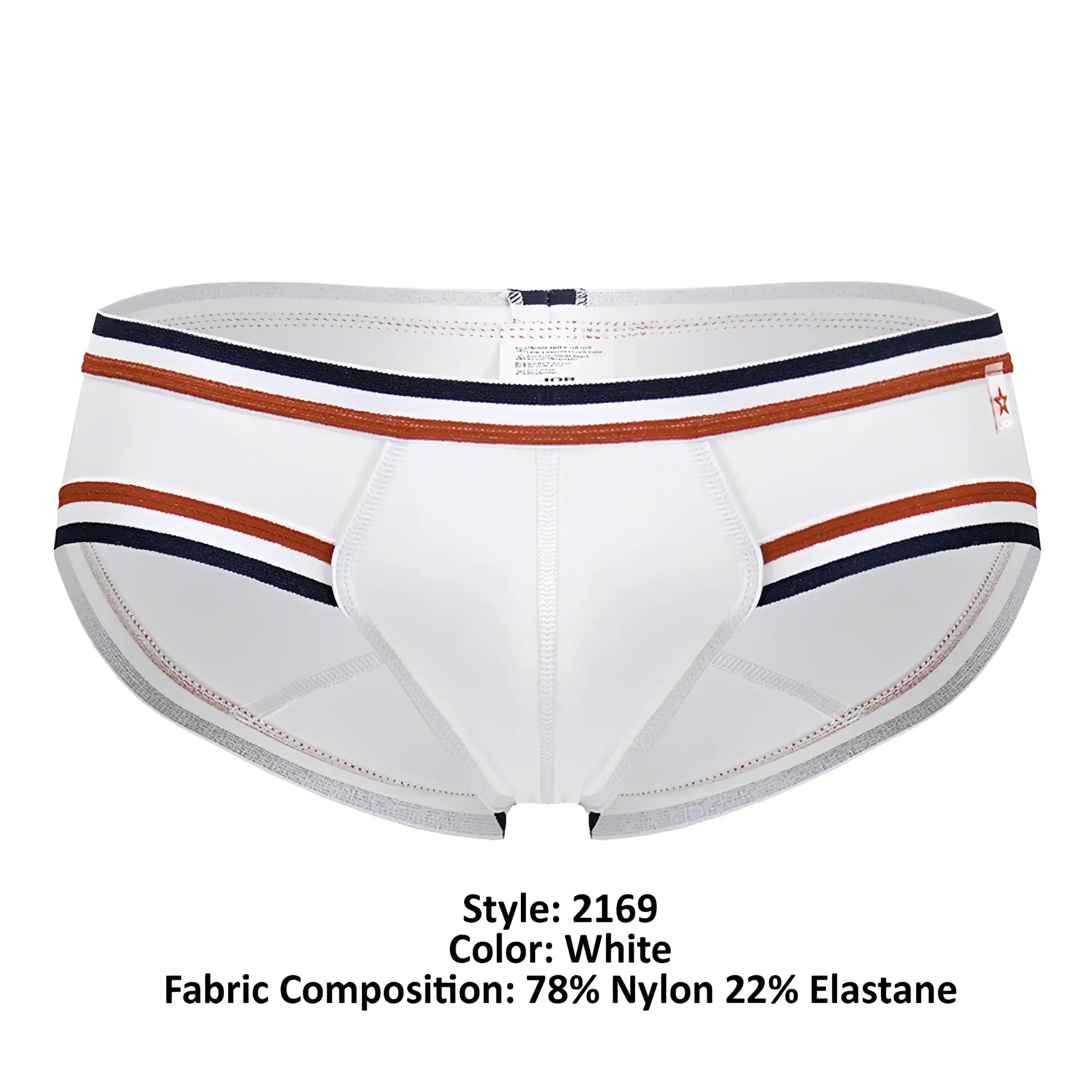 White men’s briefs jor 2169 martini briefs with navy and rust striped trim for comfortable everyday wear