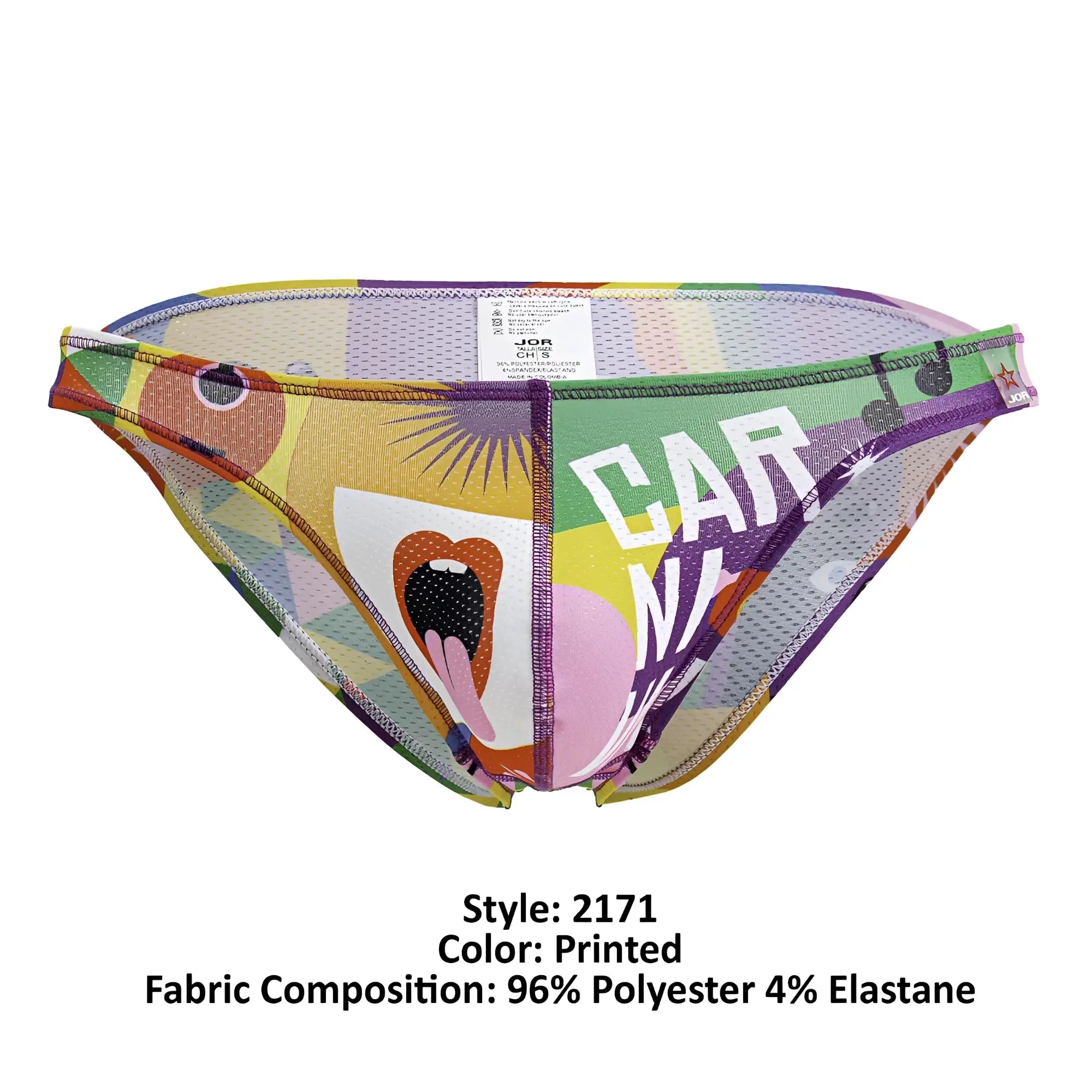 Jor 2171 carnival bikini color printed vibrant mesh briefs with bold graphic designs and colorful patterns