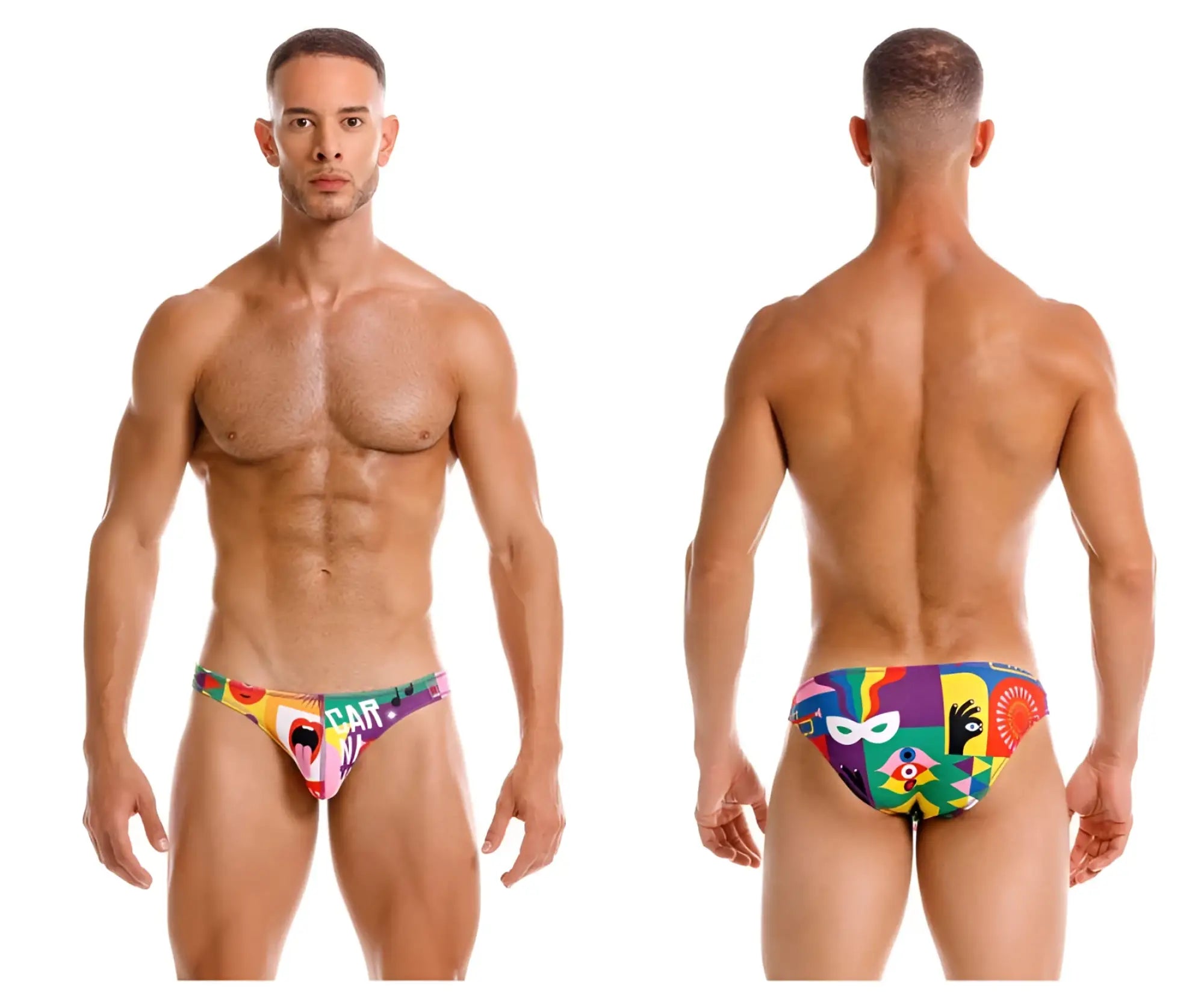 Vibrant multicolored jor 2171 carnival bikini color printed swim trunks with bold graphic designs and playful pattern