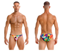 Vibrant multicolored jor 2171 carnival bikini color printed swim trunks with bold graphic designs and playful pattern