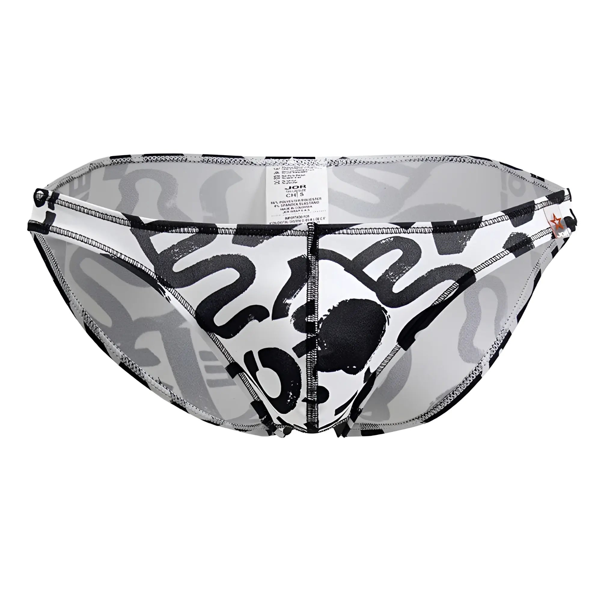Black and gray abstract graffiti patterned men’s briefs with white interior lining jor 2186 love bikini color printed