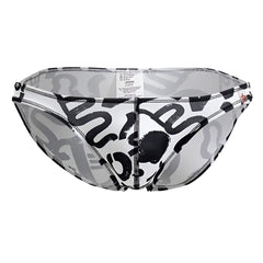 Black and gray abstract graffiti patterned men’s briefs with white interior lining jor 2186 love bikini color printed