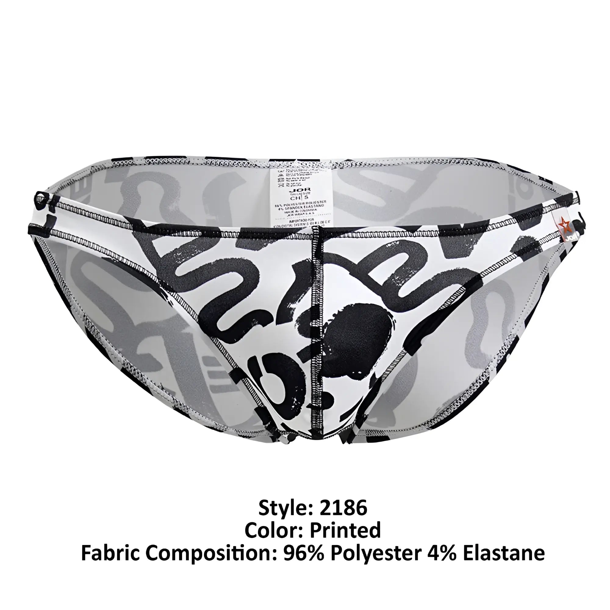 Black and white abstract graffiti-patterned jor 2186 love bikini printed men’s briefs made of 96 polyester 4 elastane