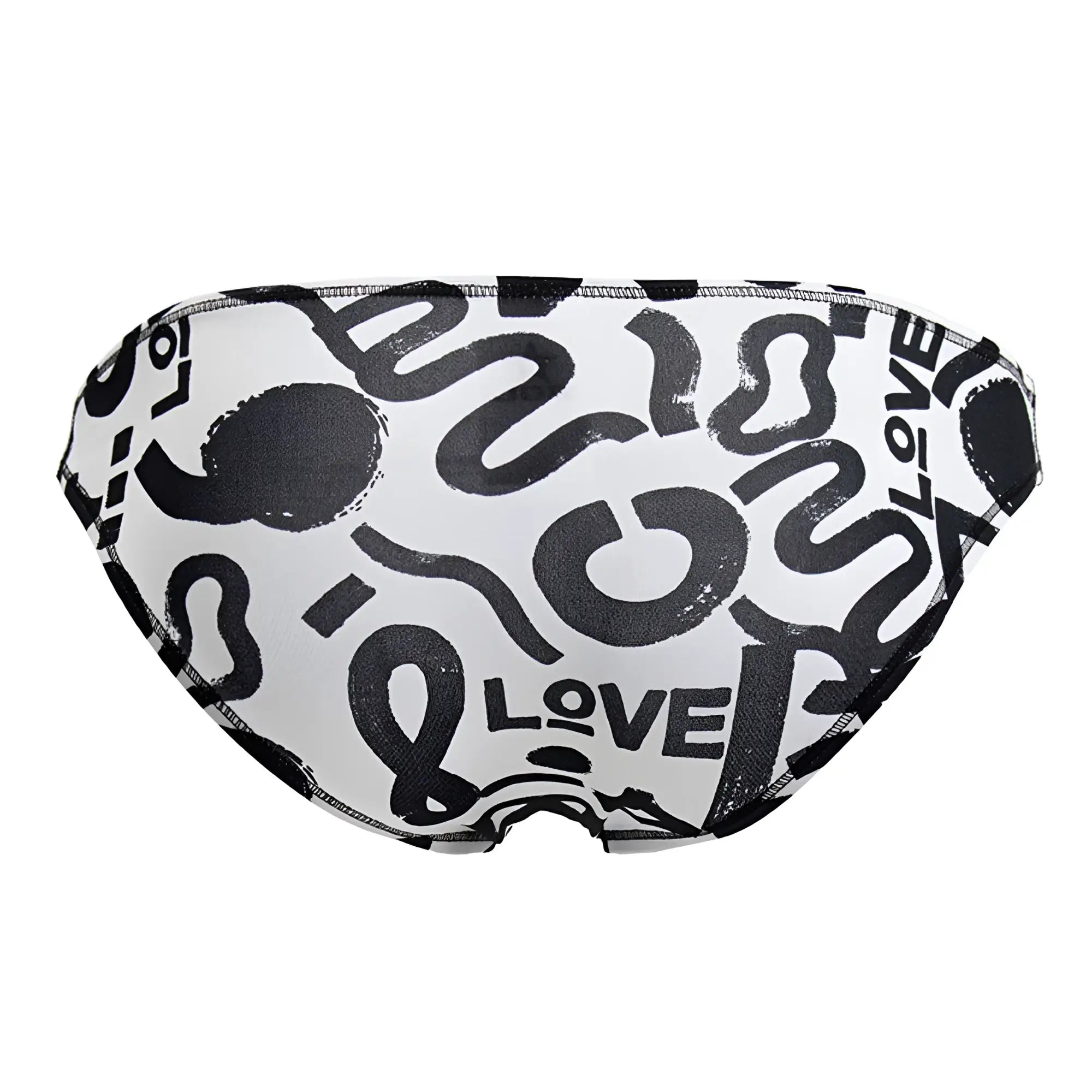 White jor 2186 love bikini color printed swim trunks with bold black abstract graffiti style love pattern