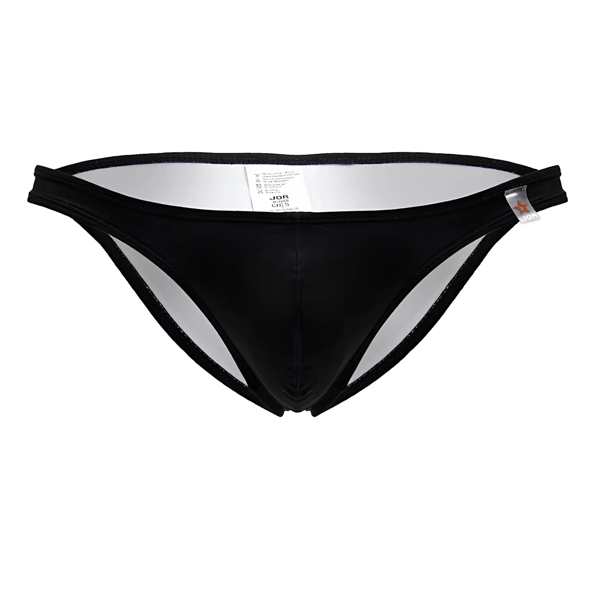 Black jor 2191 travel swim bikini with glossy finish sleek fit and contrasting white inner lining for men