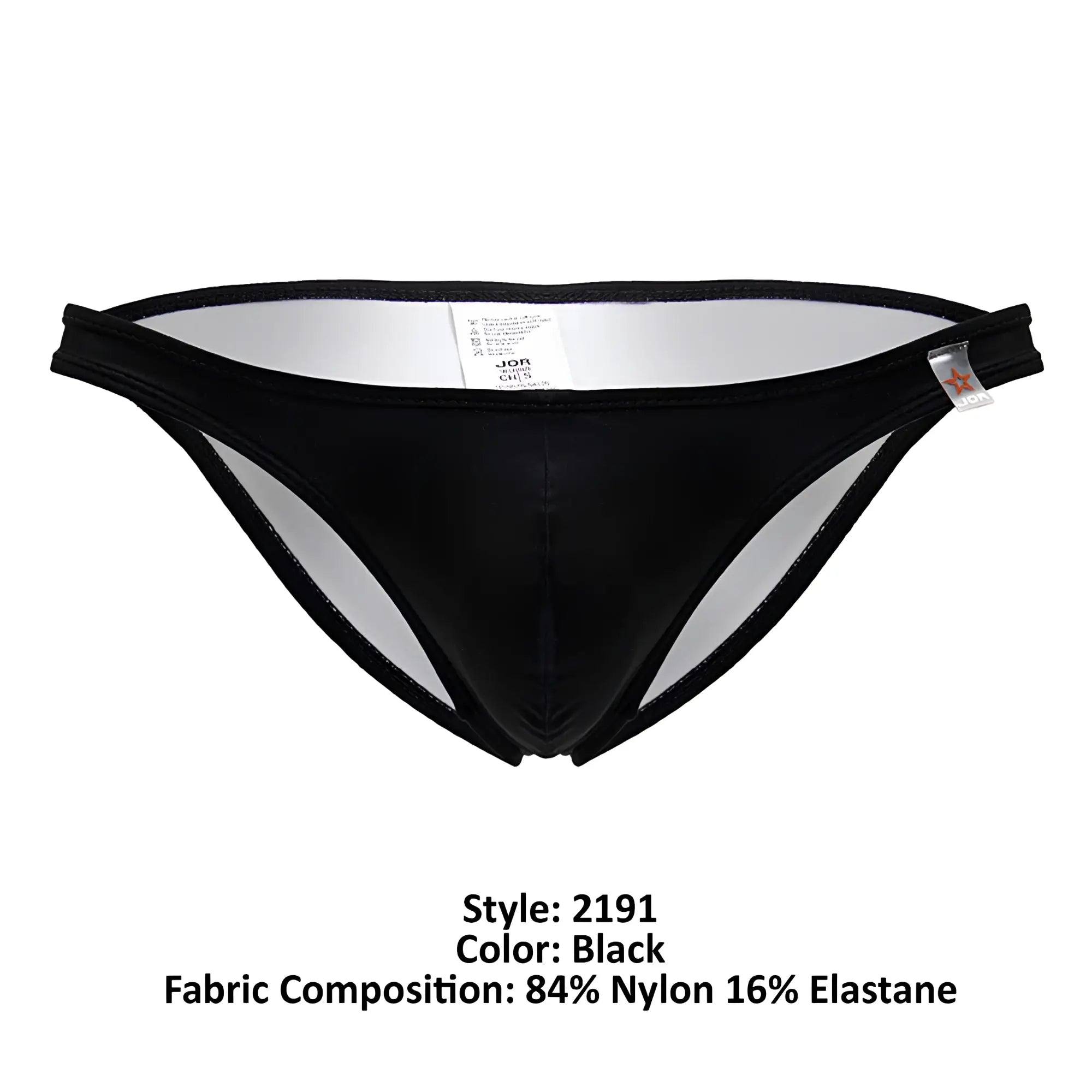 Black jor 2191 travel swim bikini for men made of shiny nylon and elastane blend with a form-fitting design
