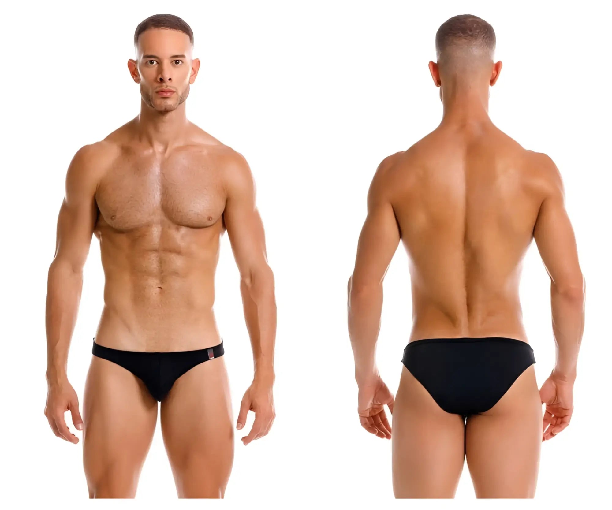 Black jor 2191 travel swim bikini briefs with subtle logo on waistband designed for comfortable swimming