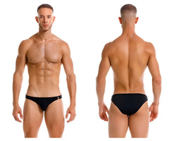 Black jor 2191 travel swim bikini briefs with subtle logo on waistband designed for comfortable swimming