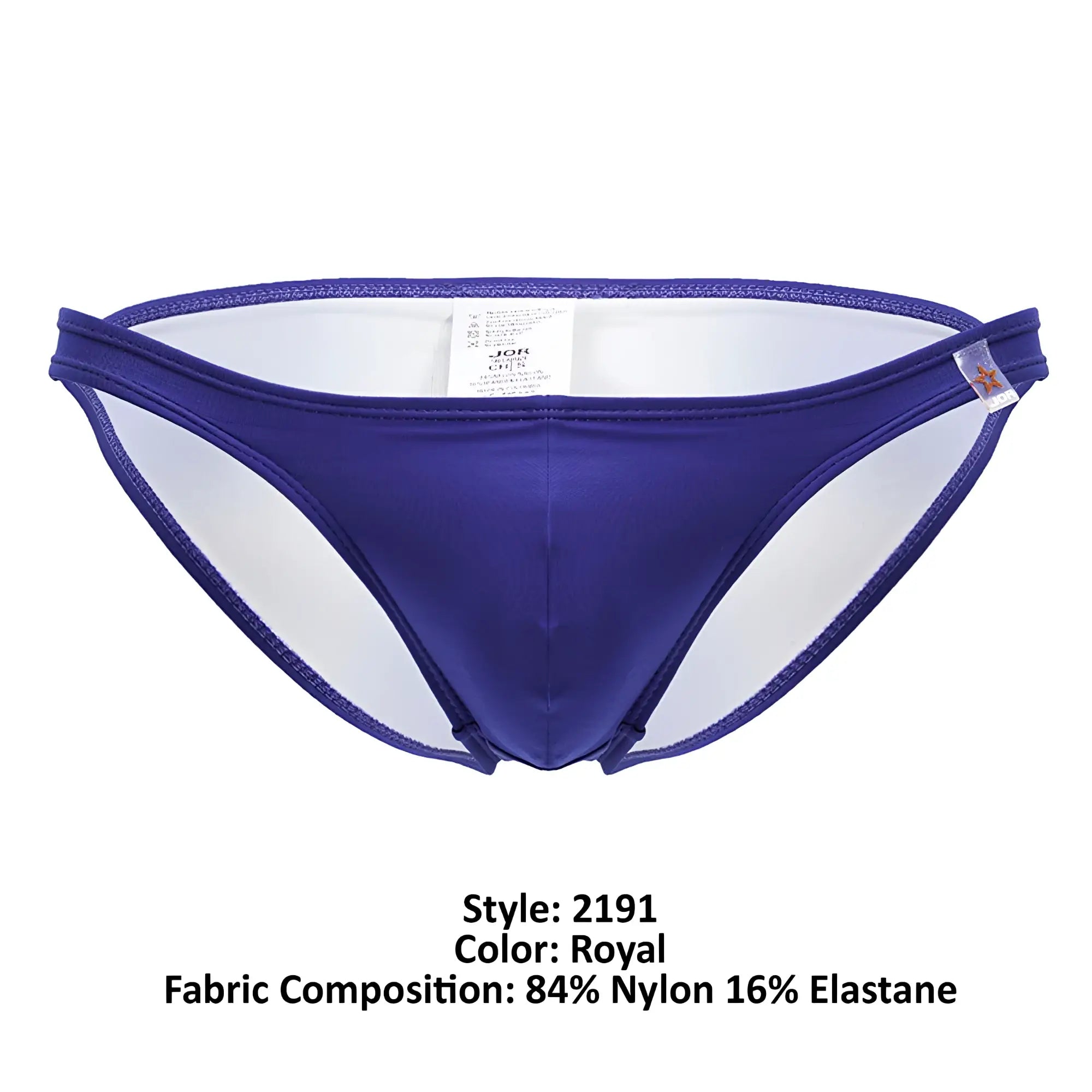 Royal blue JOR 2191 Travel men’s swim trunks with sleek form-fitting design and white inner lining