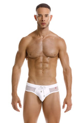White JOR 2193 Mystic swim briefs with mesh side panels and a drawstring waistband for swimwear use