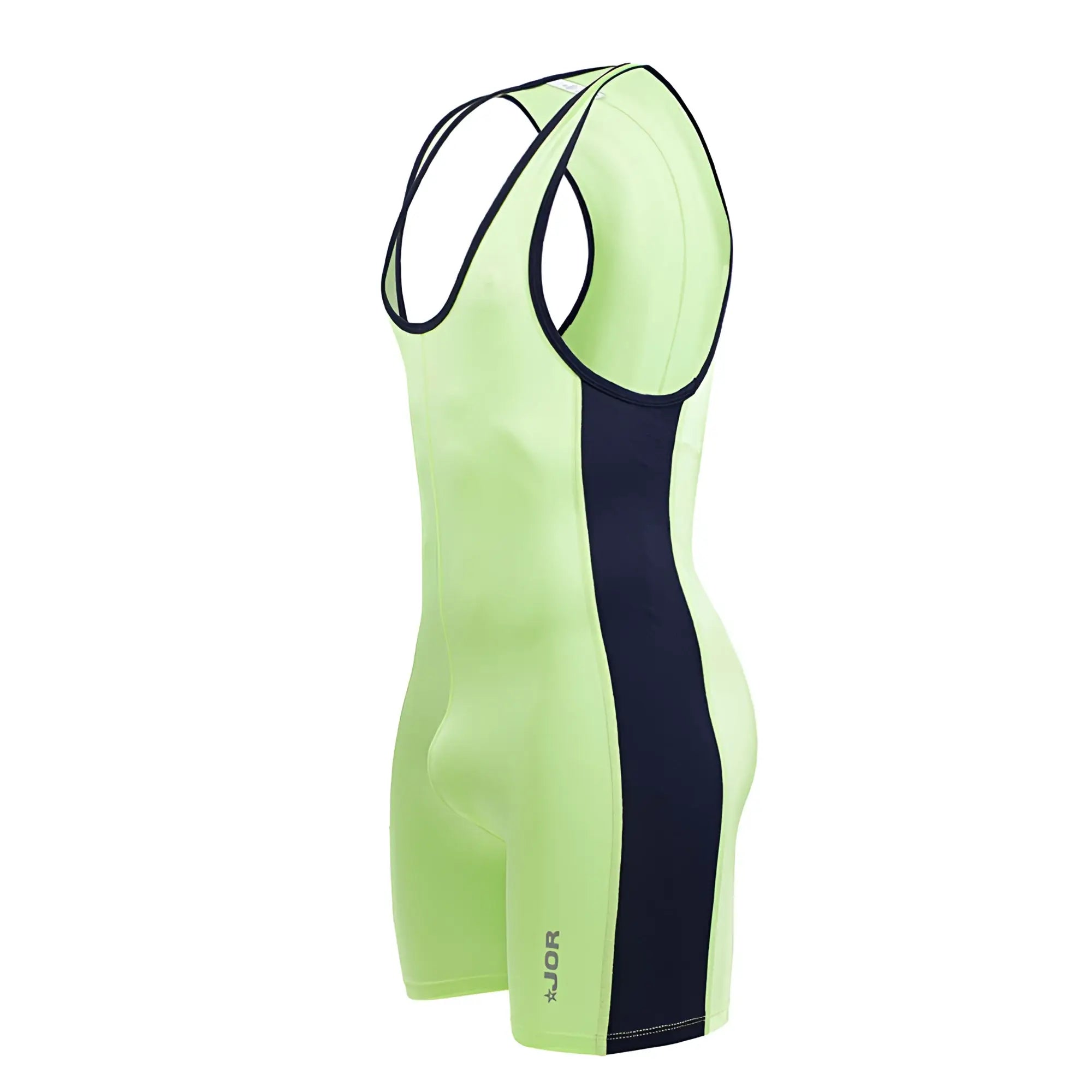 Neon green and black jor 2216 fighter bodysuit athletic singlet with sleek form-fitting design for active wear