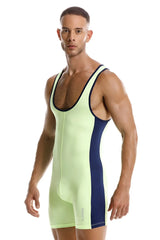 A neon green and navy blue JOR 2216 Fighter Bodysuit athletic singlet with a sleek form-fitting design
