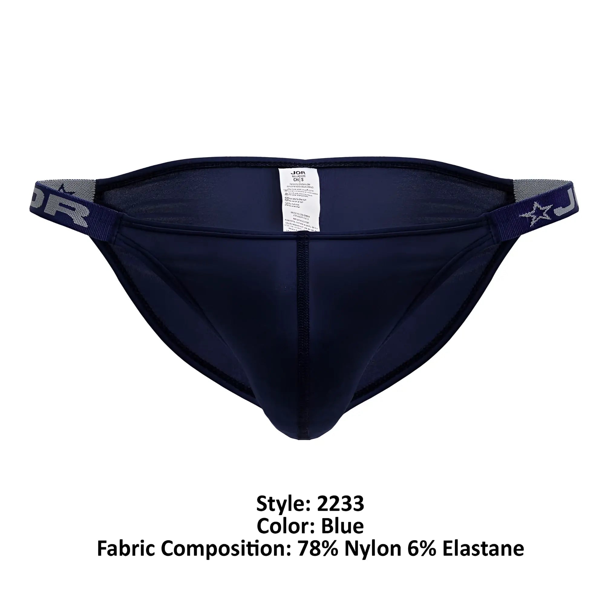 Navy blue jor 2233 eros bikini men briefs with elastic waistband star logo and brand lettering