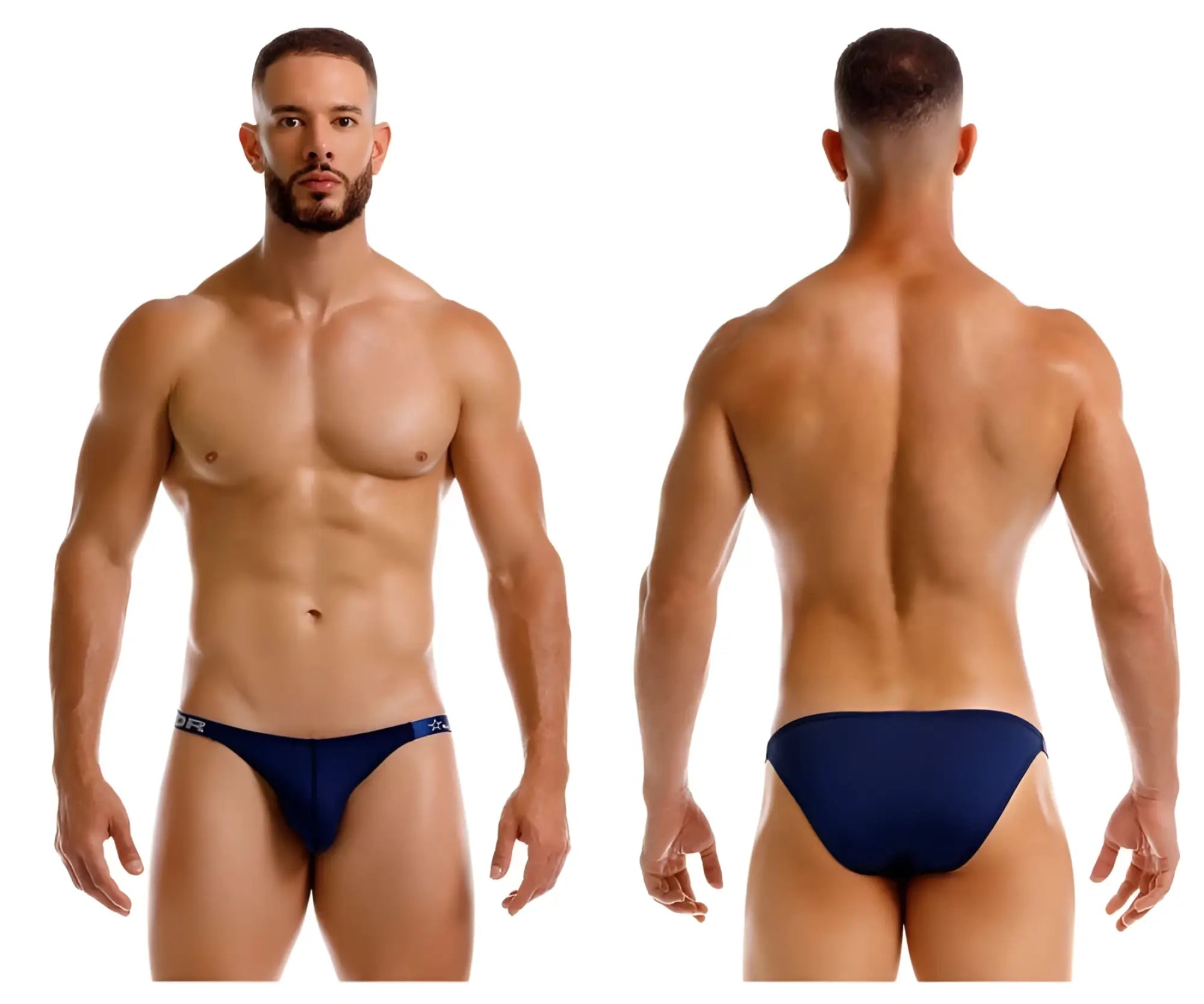 Navy blue jor 2233 eros bikini briefs with subtle logo on waistband made from soft fabric for comfortable wear