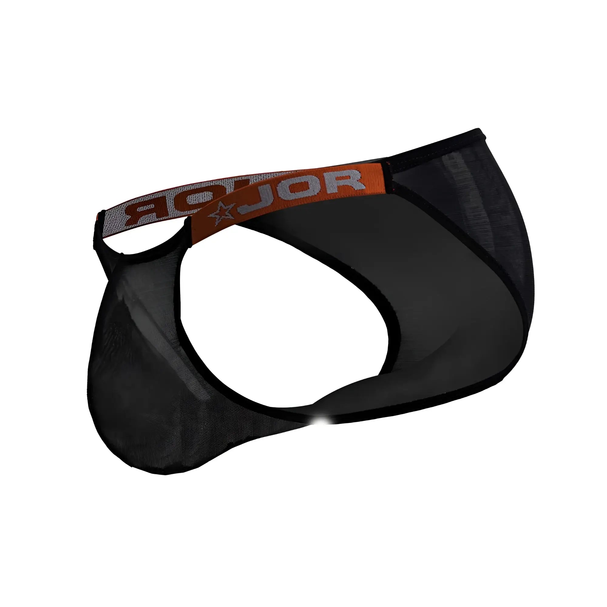 Black mesh briefs with orange and gray jor brand waistband from the jor 2236 frost bikini color black collection