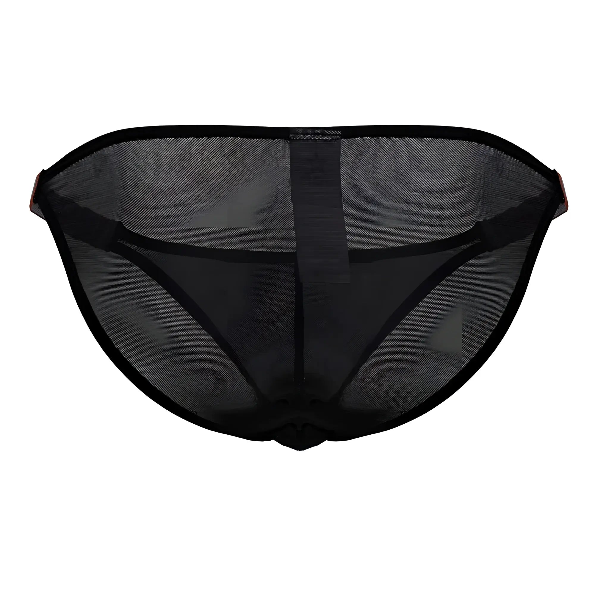 Black mesh briefs with solid black waistband and leg openings jor 2236 frost bikini color black front view