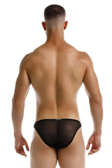 Black sheer mesh briefs jor 2236 frost bikini in black showing front view with delicate transparent fabric