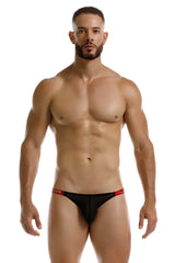 Black JOR 2238 Frost thong briefs with red trim and subtle logo on waistband in soft breathable fabric