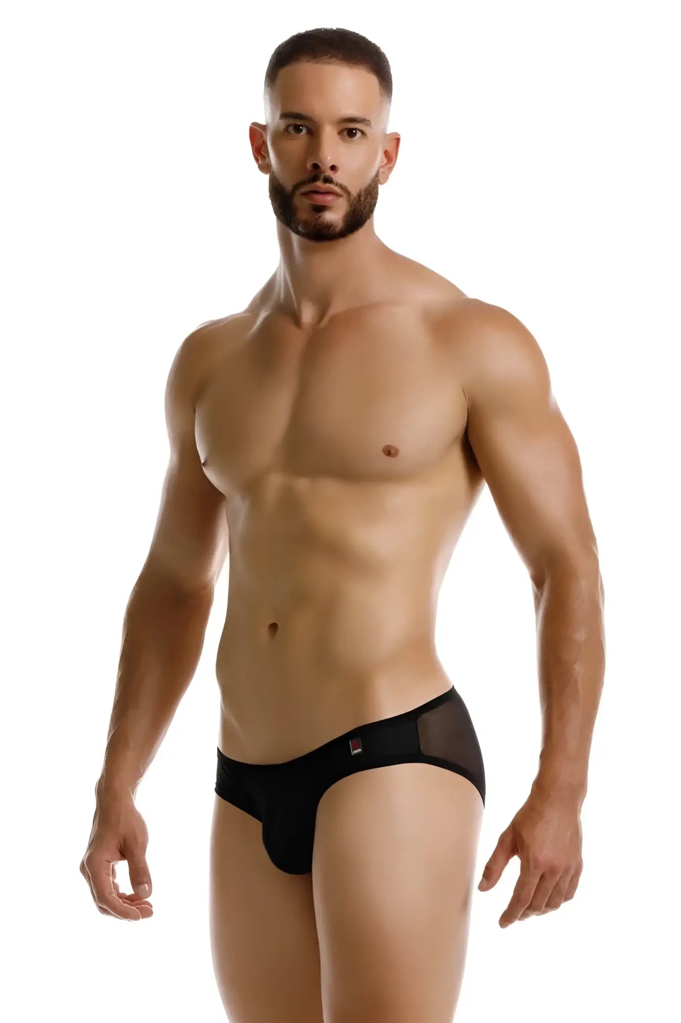 Black jor 2241 origin briefs with sheer mesh side panel for breathable comfort and sleek style