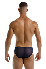 Navy blue sheer mesh JOR 2241 Origin briefs showcasing the front side with breathable lightweight fabric