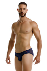 Navy blue JOR 2241 origin briefs with sheer mesh panel on the side for breathable comfort and style