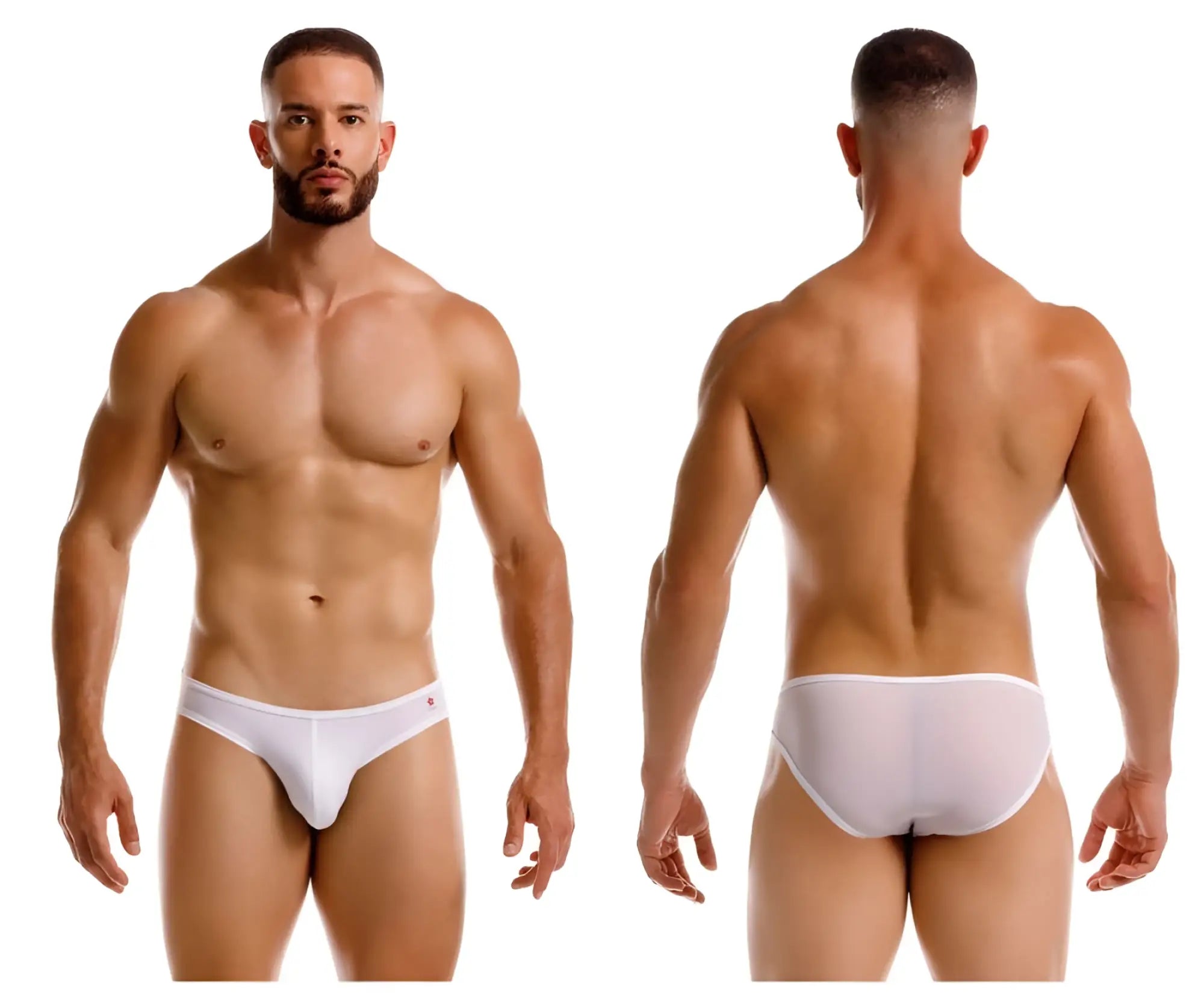 White jor 2241 origin briefs with a subtle red logo on the side for comfortable everyday wear