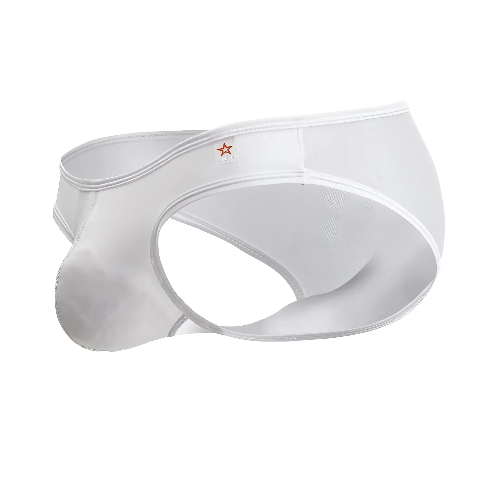 White form-fitting jor 2241 origin briefs with a subtle red star logo on the waistband for men’s underwear