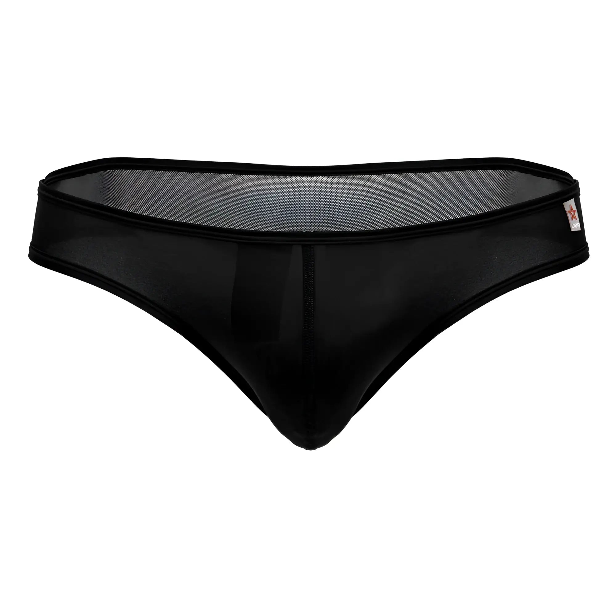 Black jor 2242 origin thong with smooth opaque front panel mesh sides and reinforced elastic waistband