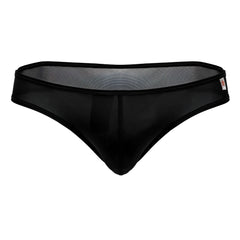 Black jor 2242 origin thong with smooth opaque front panel mesh sides and reinforced elastic waistband