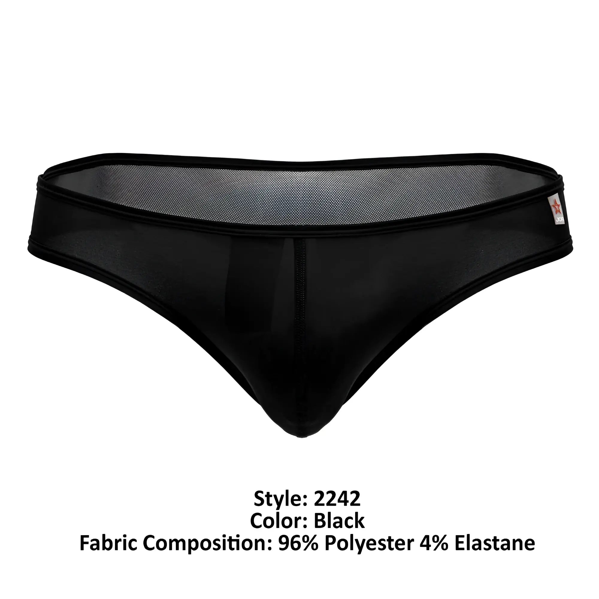 Black jor 2242 origin thong with mesh fabric and solid waistband made of 96 polyester and 4 elastane