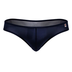 Blue JOR 2242 Origin thongs with black mesh sides, smooth opaque front panel, and subtle star logo on waistband